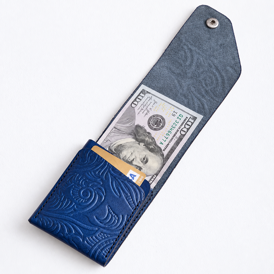 Royal Paisley Blue Easy Carry Wallet – Genuine Leather - 3