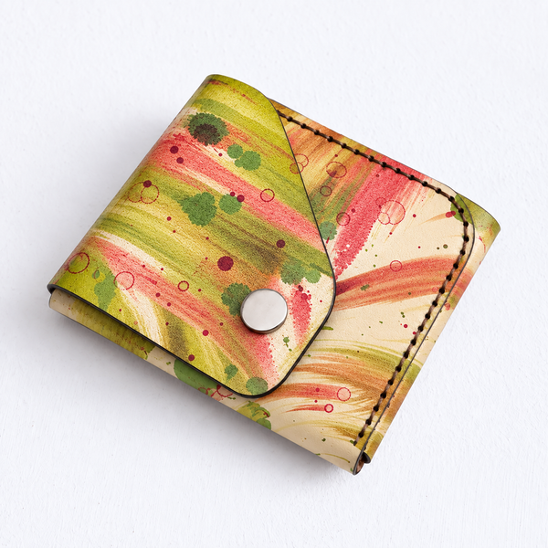 Citrus Coral Blue Easy Carry Wallet – Genuine Leather