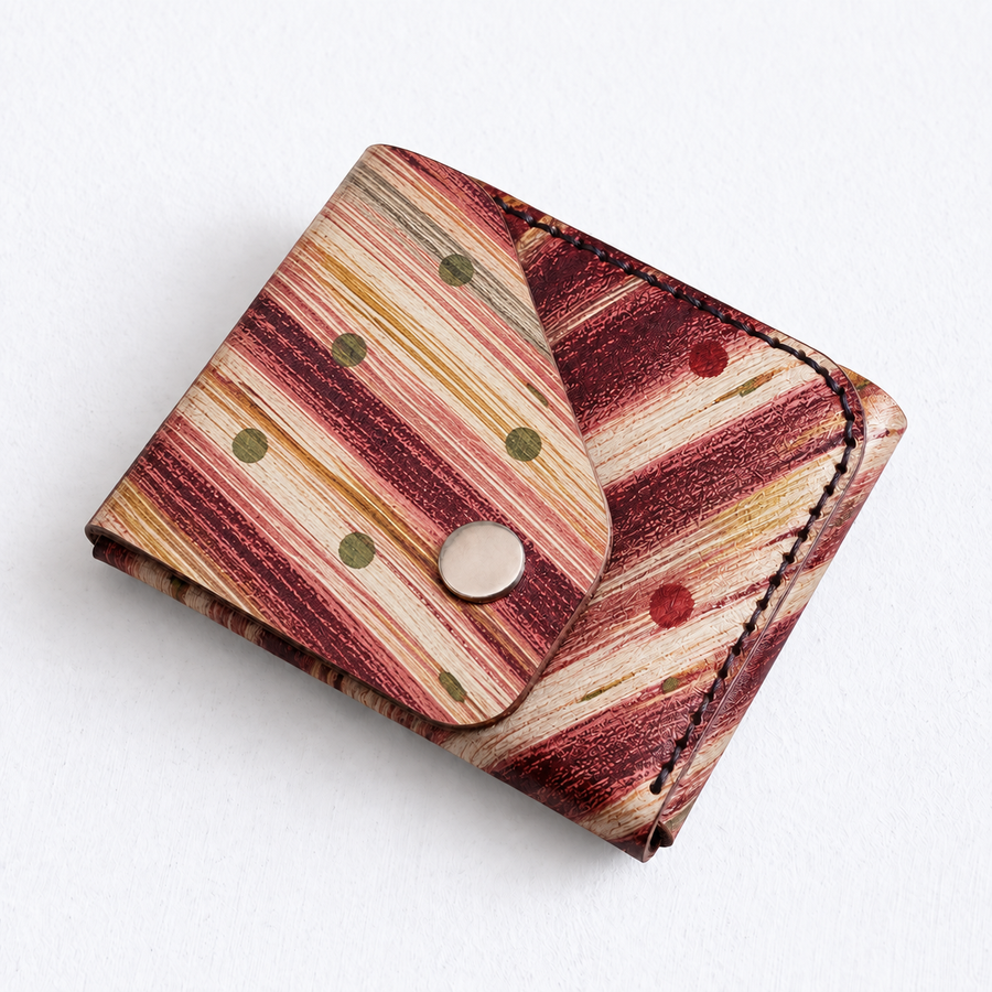 Wine Stripe Blue Easy Carry Wallet – Genuine Leather - 1