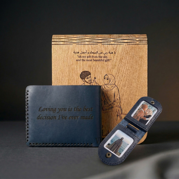 Wallet + Photo keychain + Gift box bundle